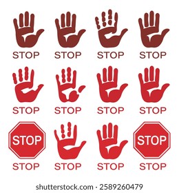 Stop Sign Hand Symbol  Warning  Prohibition Icons