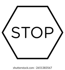Stop Sign Icon Black and white outline flat sign vector