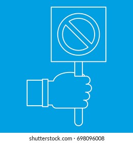 Stop sign icon blue outline style isolated vector illustration. Thin line sign