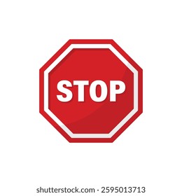 Stop sign icon in flat style. Traffic control vector illustration on isolated background. Attention sign business concept.