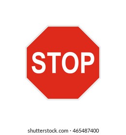 Stop sign icon in flat style on a white background
