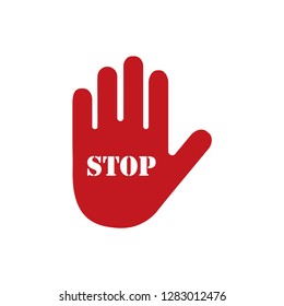 Stop sign icon with hand