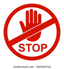 Stop sign icon with hand in circle - vector