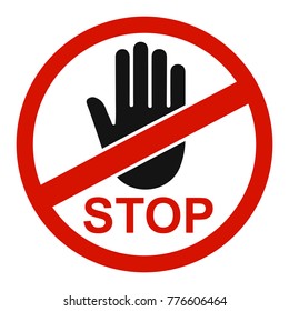 Stop sign icon with hand in circle - for stock