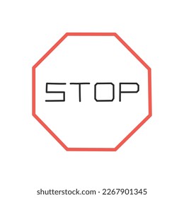 Hör auf, das Symbol zu signieren! Handzeichnung Design Stil. Vektorgrafik.