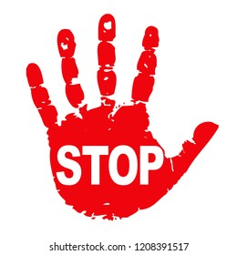 Stop sign icon with hand - stock vector