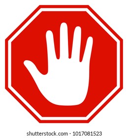 Stop sign icon with hand - vector for stock