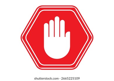 Icono de señal de stop con la mano, Ilustración vectorial.