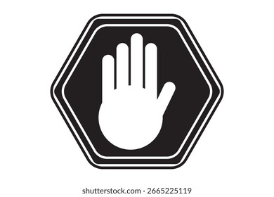 stop sign icon with hand, vector illustration.