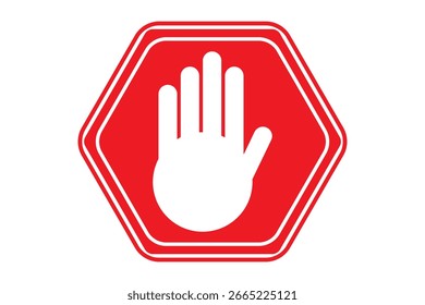 Stoppschild-Symbol mit Hand, Vektorgrafik.