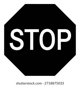 Ícone de sinal de parada símbolo de controle de tráfego octogonal isolado design simples sinal de aviso vetor plano arte.