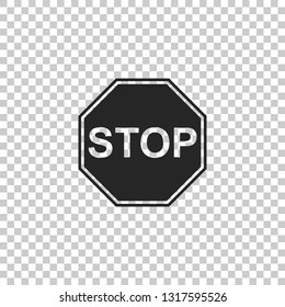 Stop sign icon isolated on transparent background. Traffic regulatory warning stop symbol. Flat design. Vector Illustration