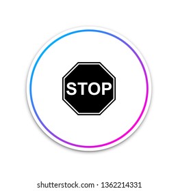 Stop sign icon isolated on white background. Traffic regulatory warning stop symbol. Circle white button. Vector Illustration