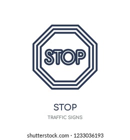 Stop sign icon. Stop sign linear symbol design from Traffic signs collection. Simple outline element vector illustration on white background