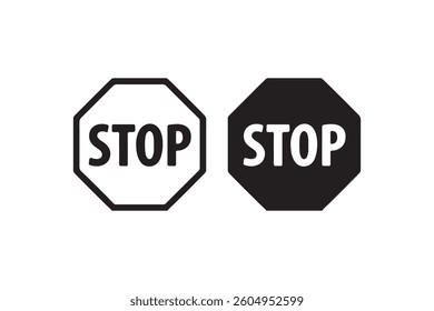 Stop sign icon in outline and solid Vector