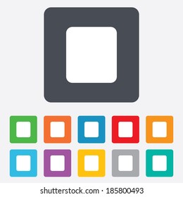 Stop sign icon. Player navigation button. Rounded squares 11 buttons. Vector