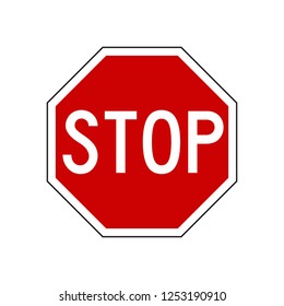 STOP Sign Icon - Prohibitory Road Sign/Symbol