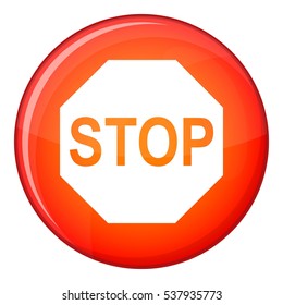 Stop sign icon in red circle isolated on white background vector illustration