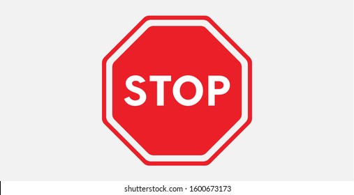 Stop sign icon. Red stop road sign symbol. Vector illustration icon. Standard traffic sign stop.