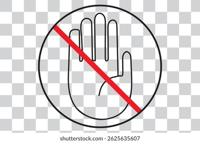 STOP sign icon set. Sign with hand and stop sign. Warning sign - stock vector. EPS 10