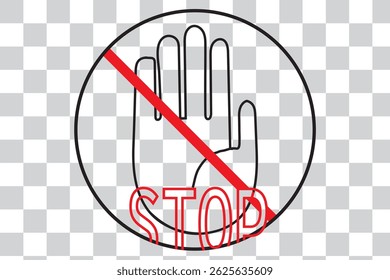 Conjunto de iconos de signo de detención. Firme con la mano y la señal de alto. Señal de advertencia - Vector de valores. EPS 10