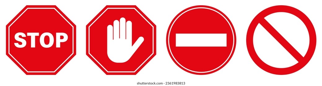 Stop sign icon set simple design