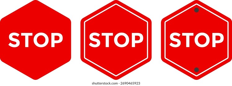 Ícone de sinal de parada definido. Símbolo de sinal de parada. Ícones proibidos. símbolo parar tráfego. símbolo parar aviso regulamentar tráfego símbolo parar
