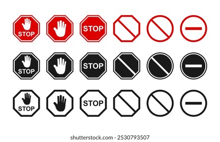 stop sign icon set vector illustration isolated on white background.