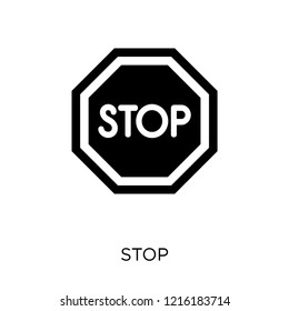 Stop sign icon. Stop sign symbol design from Traffic signs collection. Simple element vector illustration on white background.