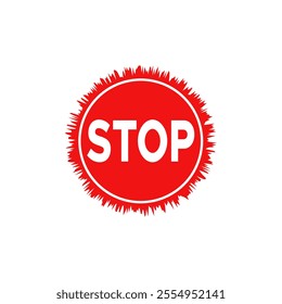 stop sign icon text round circle red symbol vector isolated on white 