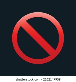 Stop sign icon vector emoji illustration. No sign, red warning isolated on dark background