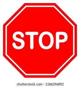 Stop sign icon vector illustration. Red and white.