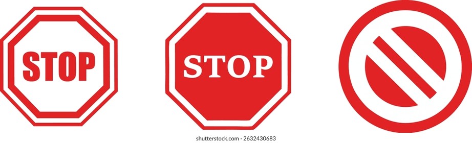 stop sign icon, Warning sign, attention, prohibition, danger, alert, road sign vector art illustration