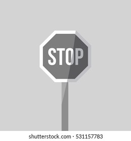 A stop sign illustration isolated in a gray background