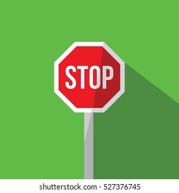 A stop sign illustration isolated in a green background