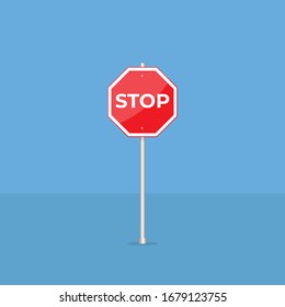 Stop Sign Illustration Vector in Flat Design, Stop Icon