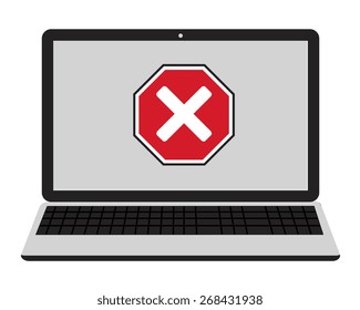 Stop Sign Laptop Error Concept Vector Stock Vector (royalty Free 