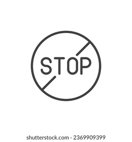 Stop sign line icon. linear style sign for mobile concept and web design. Stop, prohibited outline vector icon. Symbol, logo illustration. Vector graphics