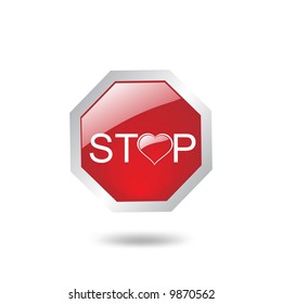 stop sign for love with heart vector illustration