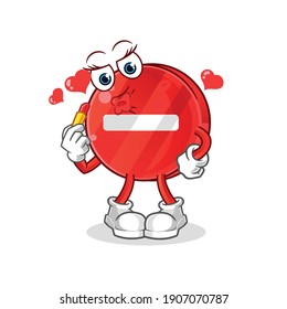 stop sign make up mascot. cartoon vector