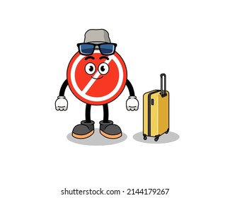 stop sign mascot doing vacation , character design