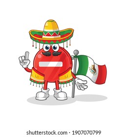 stop sign Mexican with traditional cloth and flag character. cartoon mascot vector
