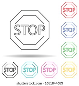 Stoppen Sie das Symbol für mehrfarbiges Set. Einfache dünne Linie, Umrissvektor für Navigationssymbole für i und ux, Website oder mobile Anwendung