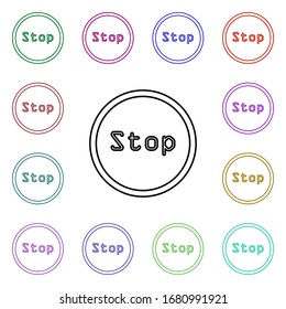 Stop sign multi color style icon. Simple thin line, outline vector of road sign icons for ui and ux, website or mobile application