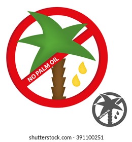 Stop sign - no palm oil, colorful and gray variety (vector)