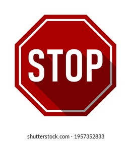Stop Sign with an Octagonal Shape Icon and Shadow. Vector image.