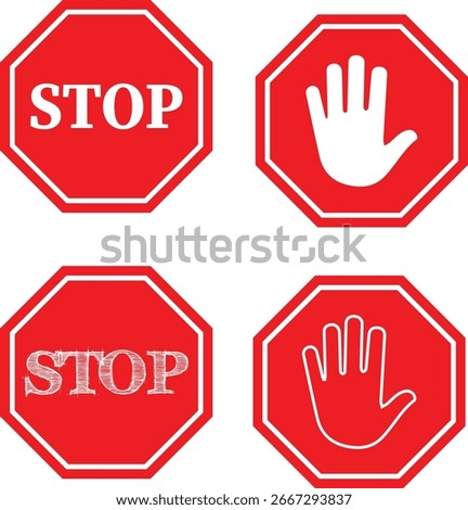 Stop sign octagonal traffic symbol on transparent, Red, Alert, warning, halt, road safety, alert, vector