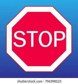 stop sign on a blue background