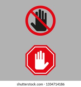 Stop sign on gray background. Vector illustration
