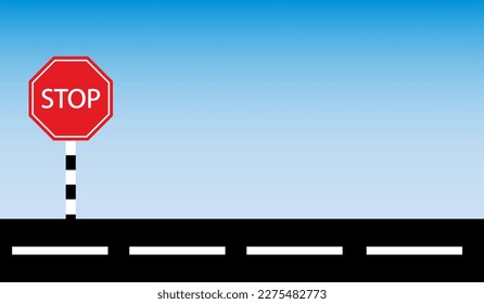 Stoppschild auf der Straße, Vektorgrafik
